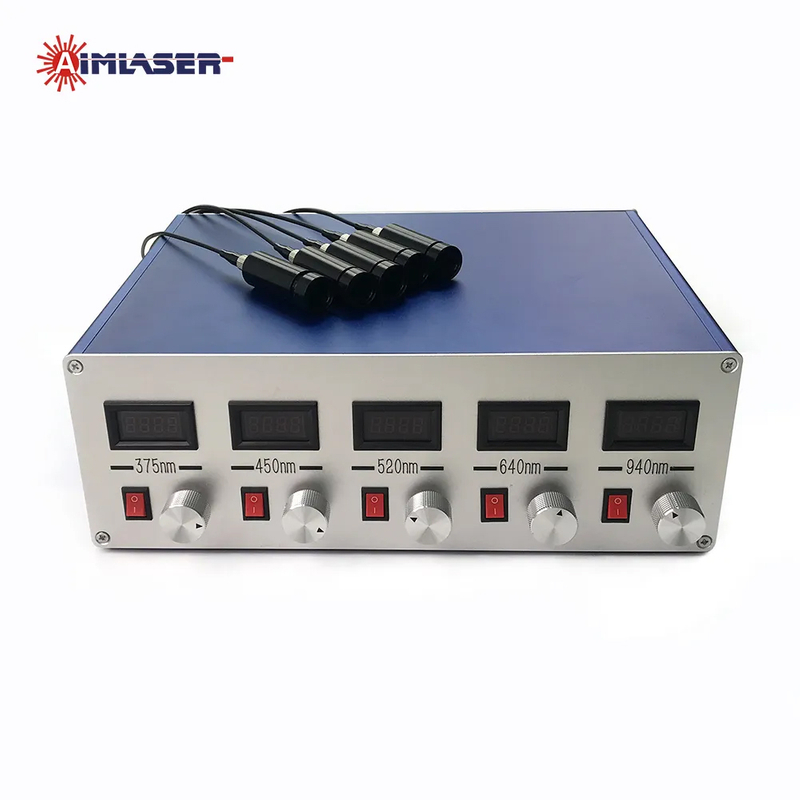 375nm 405nm 520nm 640nm 940nm 5 Wavelengths 105um Multimode Fiber Coupled Laser TTL/CW/Analog Modulation with Collimator