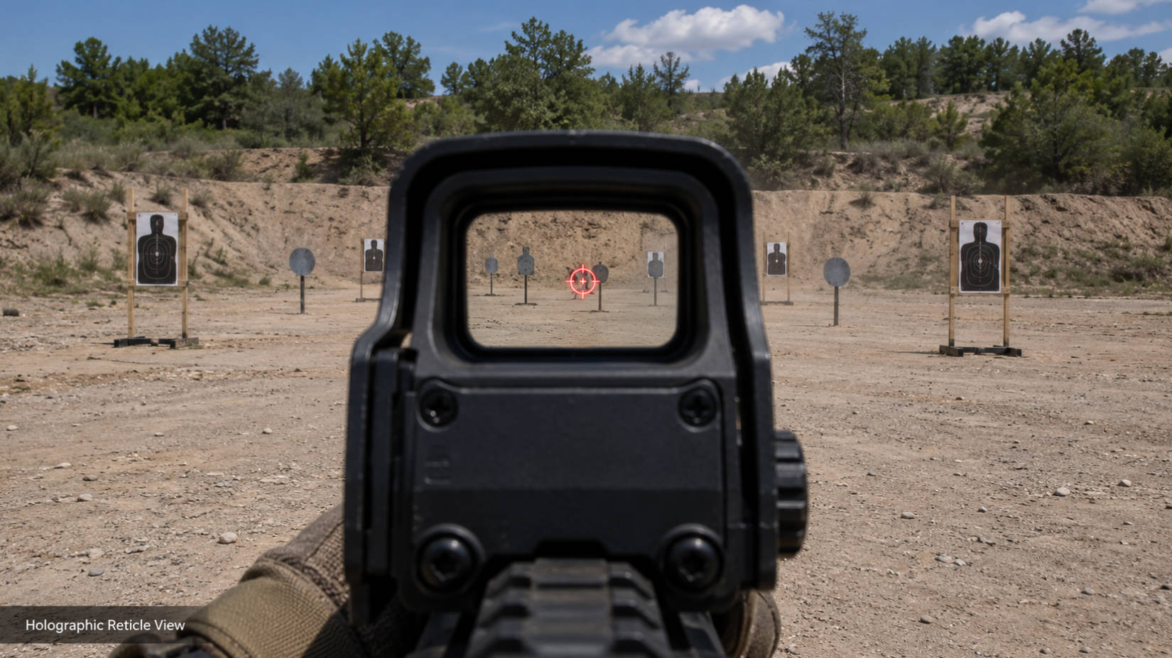 Rifle With Holographic Sight In Action.jpg